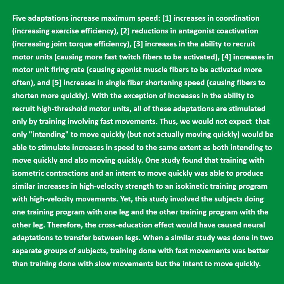 Speed Requires More Than Intent, Physiology Matters