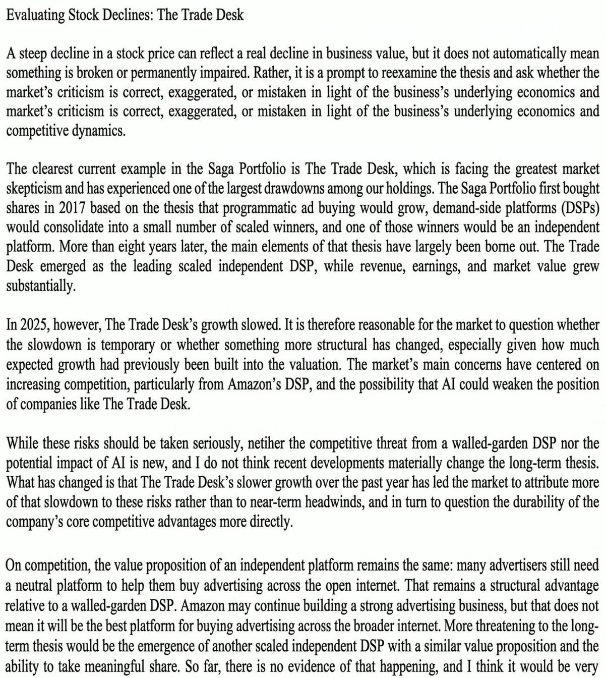 TTD Slowdown Misread; Fundamentals Remain Solid