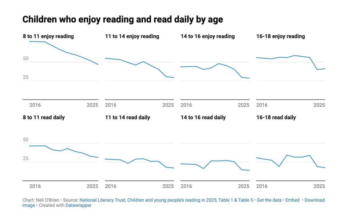 Kids' Reading Enjoyment and Daily Habits Halve in 20 Years