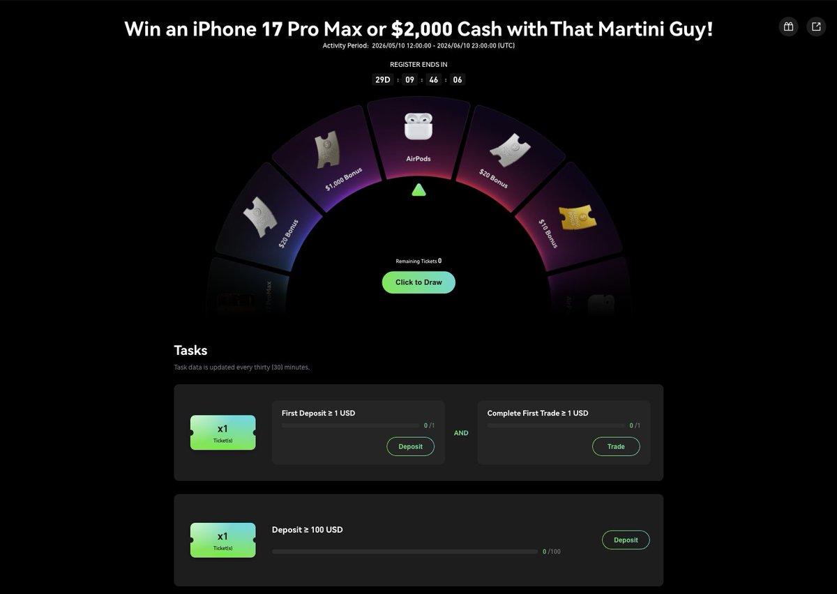 Earn Tickets for Prize Draws via Phemex Tasks