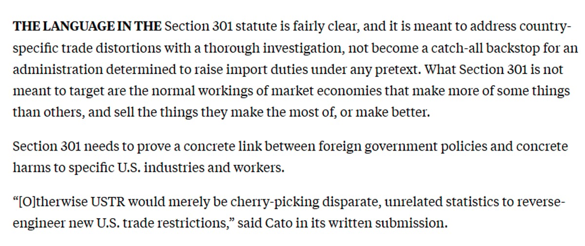 USTR's Section 301 Roadmap Lacks Targeting and Metrics