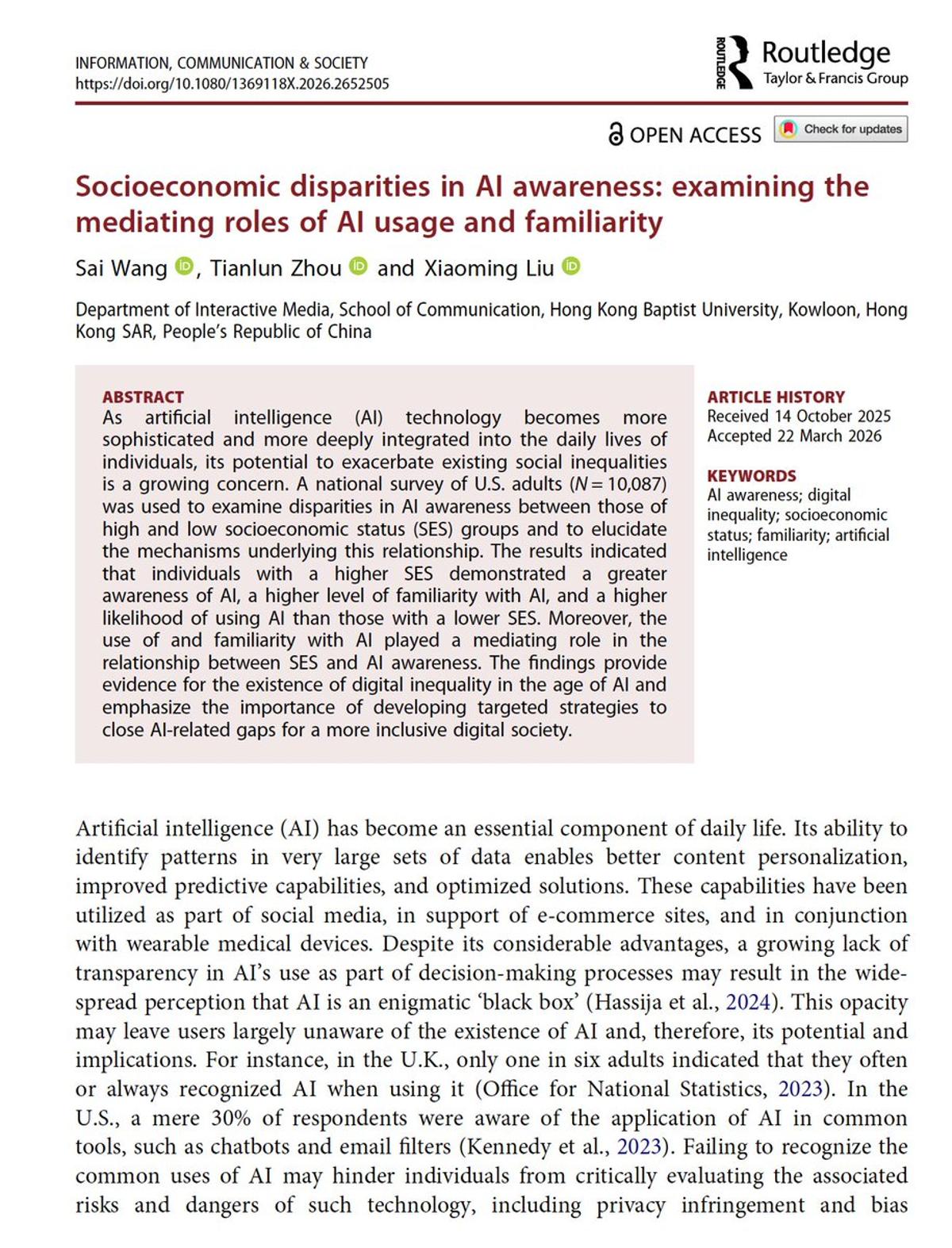 AI Access Gaps Persist: Lower‑SES Americans Less Aware, Use Less