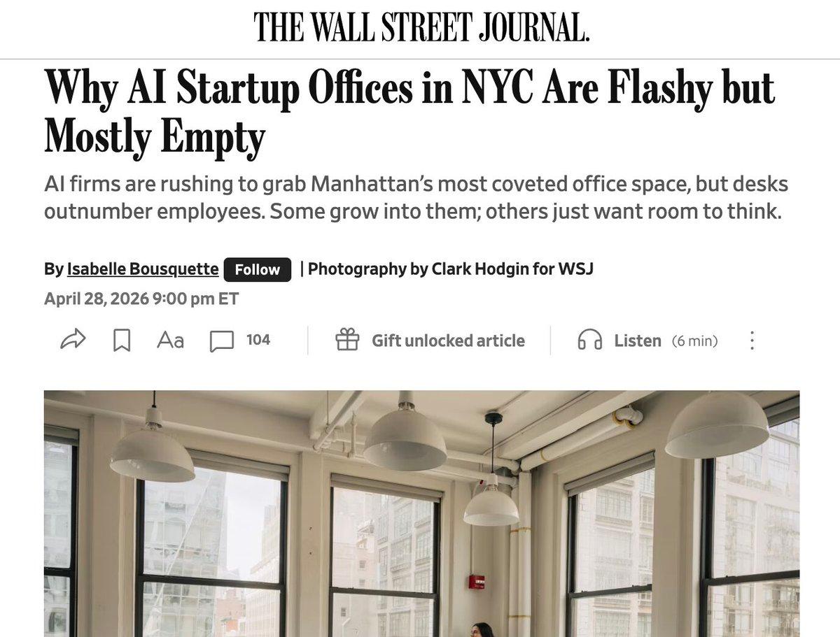 AI Firms Lease NY Offices, Leave Most Space Empty