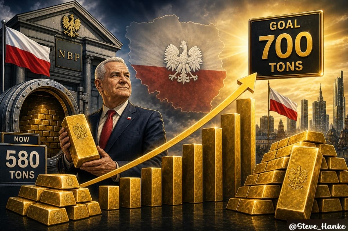 Polish Central Bank Boosts Gold Reserves to 580 Tons