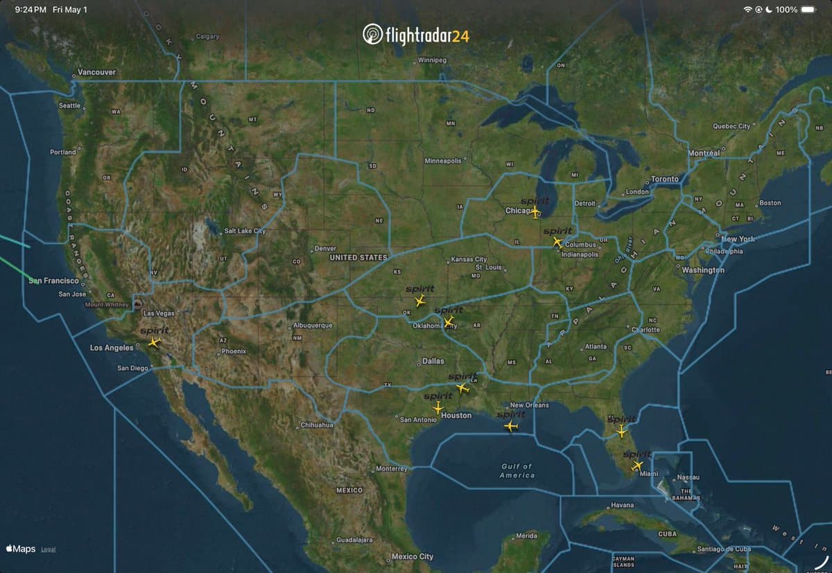 Ten Spirit A320s Spotted Flying Over U.S. Early May