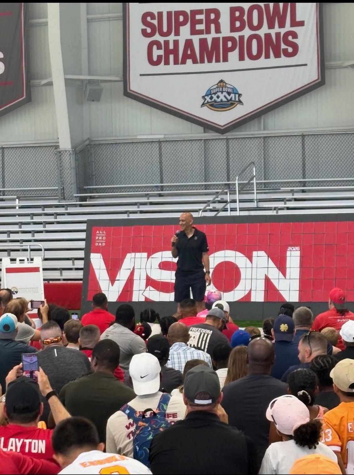 Dads and Kids Bond Over Drills at Bucs Practice