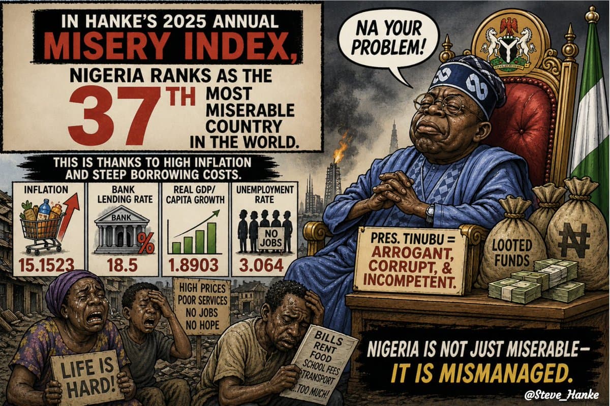 Nigeria Ranks 37th Most Miserable Amid Soaring Inflation
