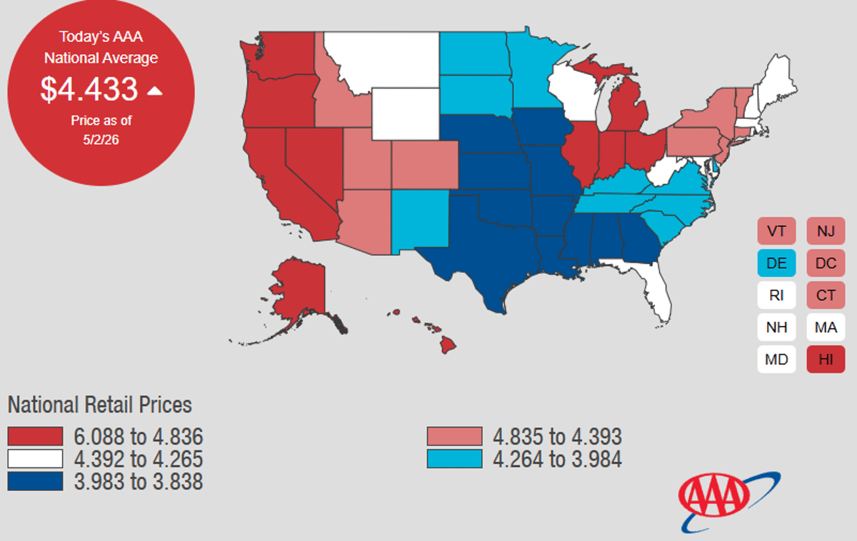 Gas Hits $4.43, Near $5 Trigger for Republicans