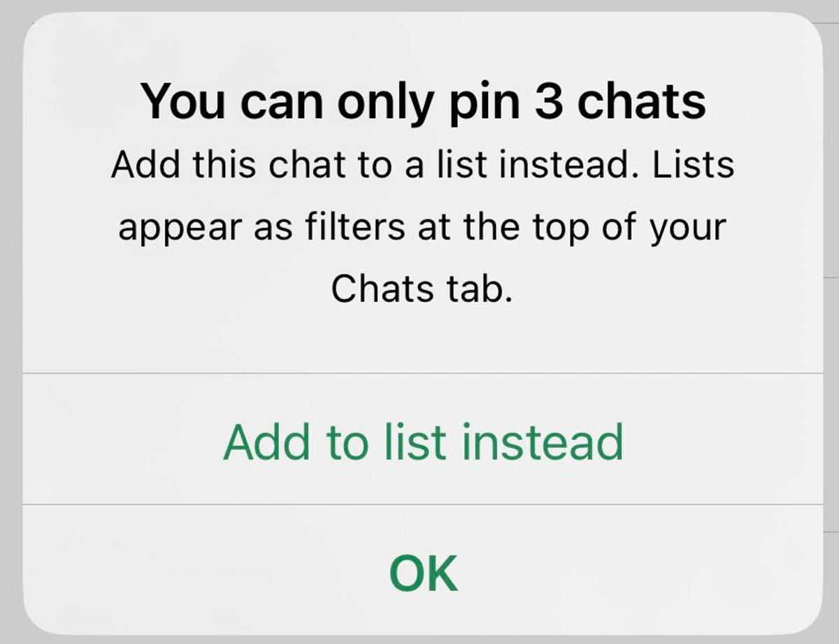 WhatsApp Should Raise Pinned Chat Limit Beyond Three