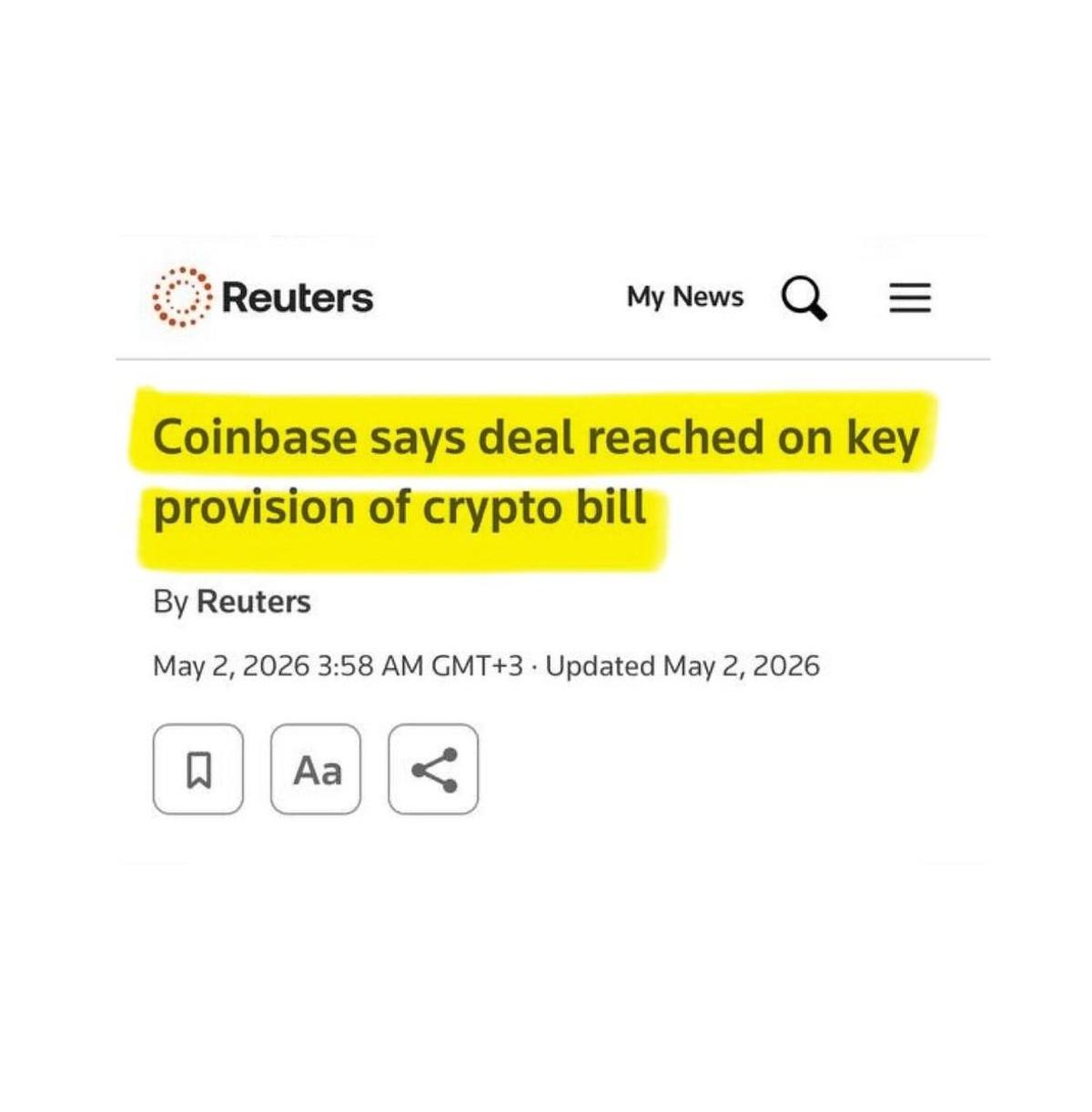 Coinbase Announces Bipartisan Deal on Crypto Market Bill