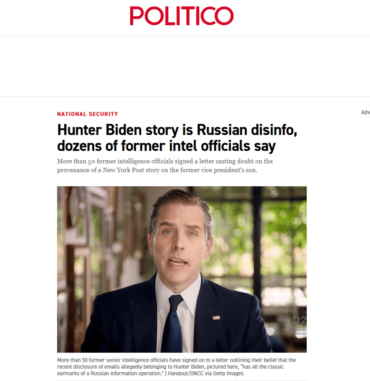 Politico Brands Hunter Emails “Disinfo” Amid Repeated False Claims
