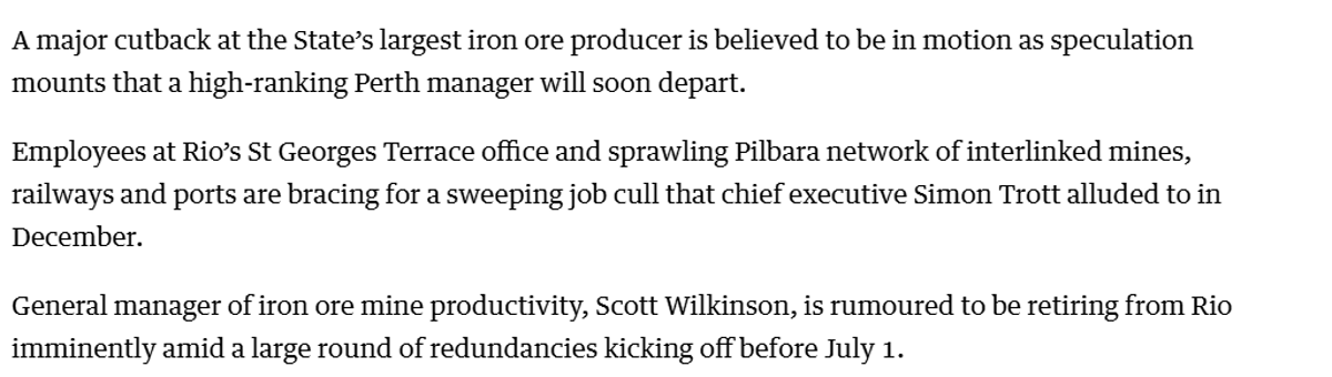 Rio Tinto Faces Massive WA Iron Ore Job Cuts