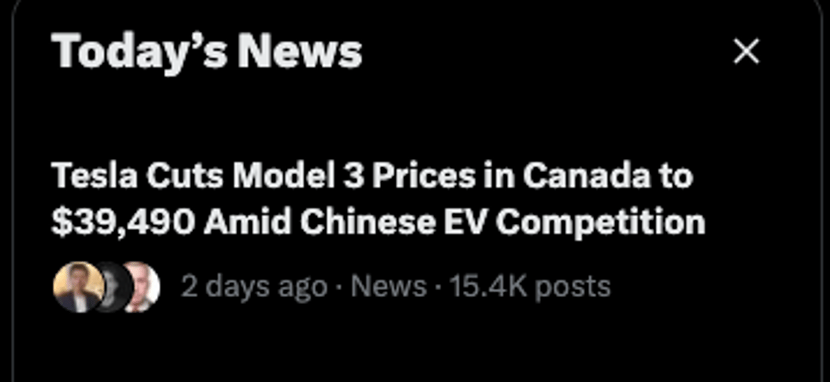 Tesla Cuts Canadian EV Prices; Chinese Rivals Still Absent