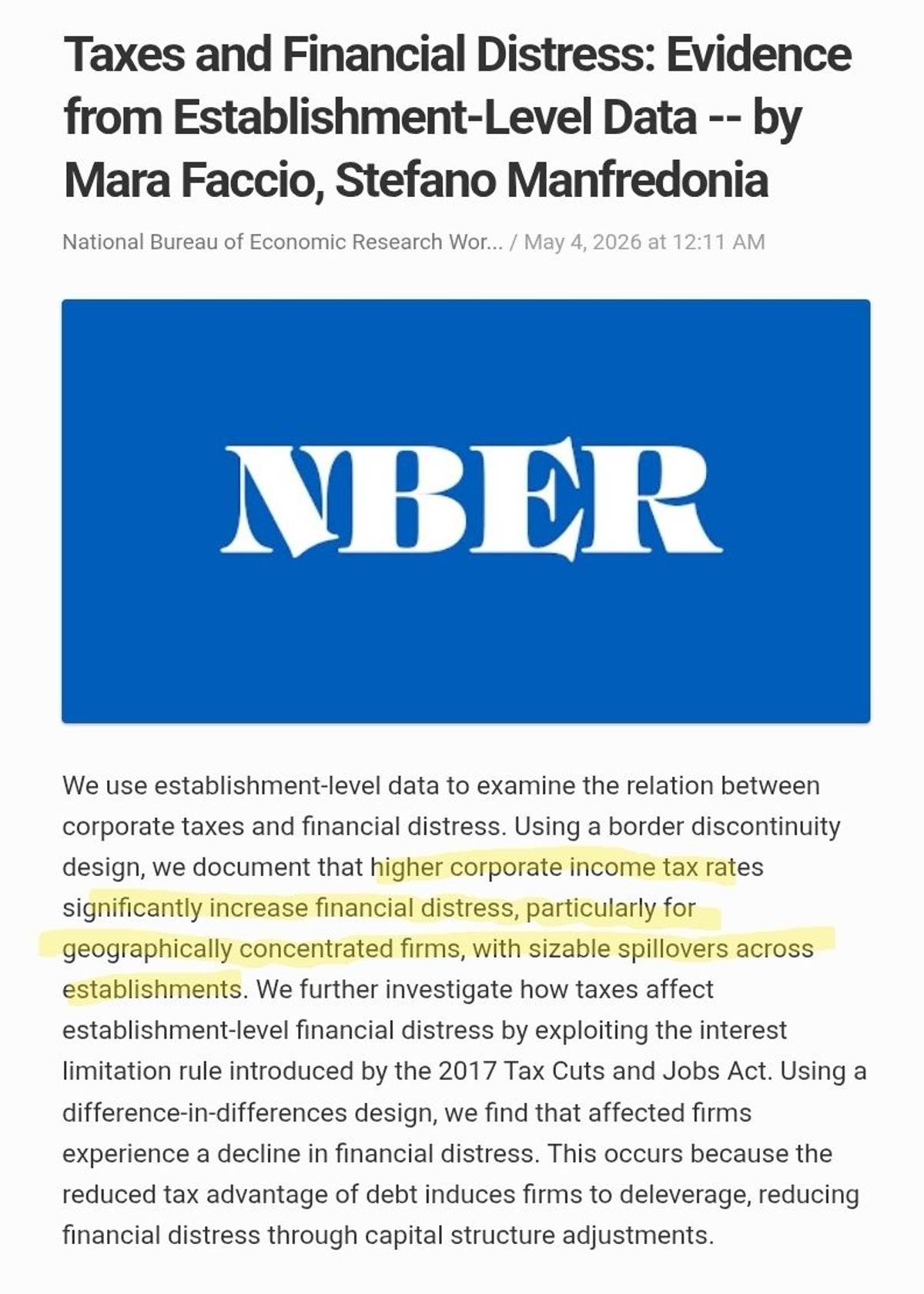Higher Corporate Taxes Raise Firm Financial Distress
