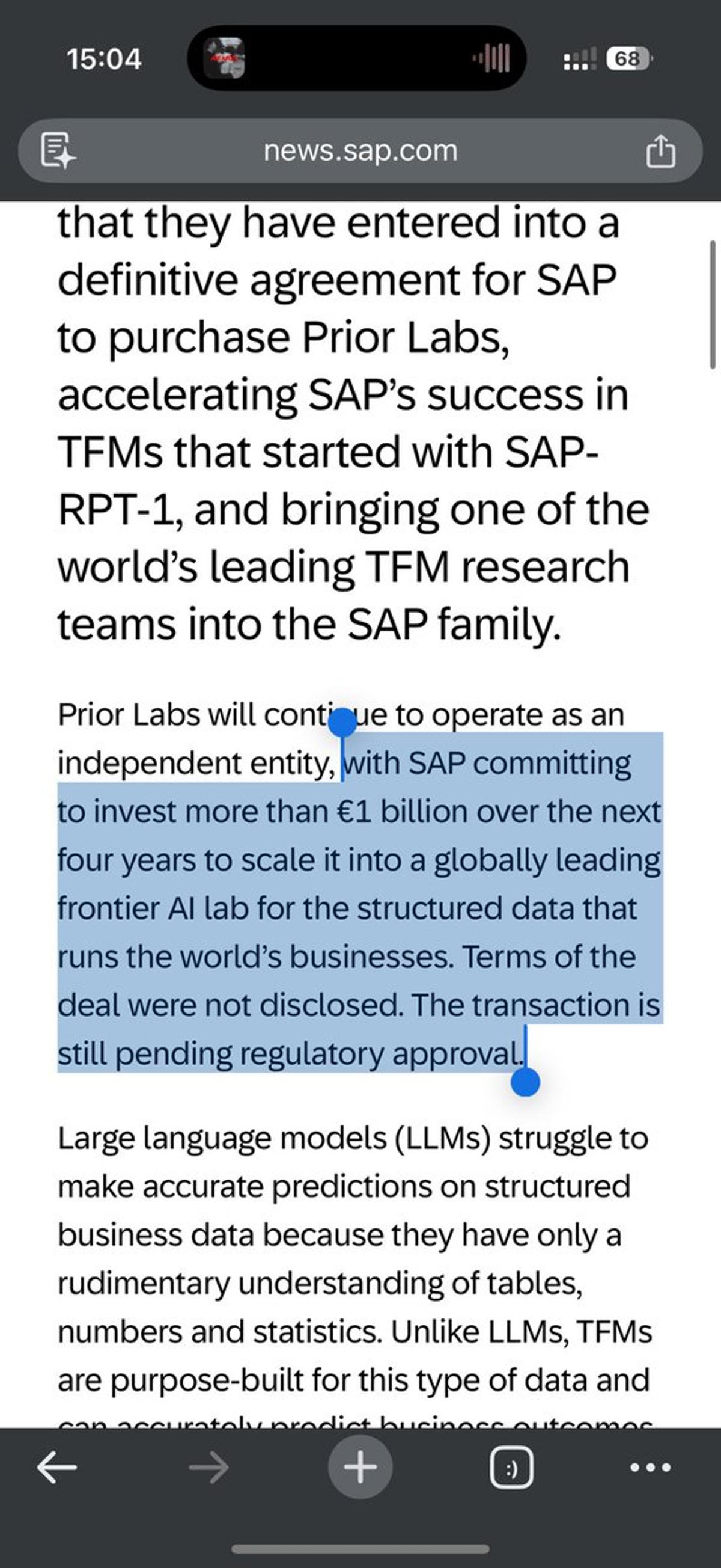Acquisition Funding ≠ $1B Purchase Price