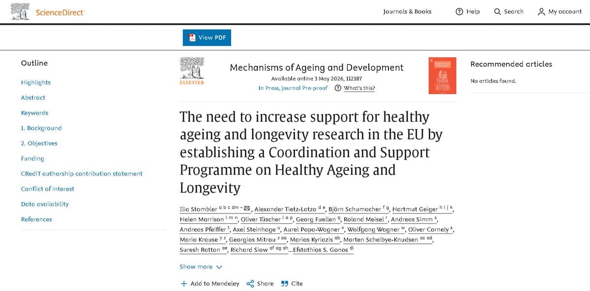 Coauthoring Landmark EU Study on Longevity Research
