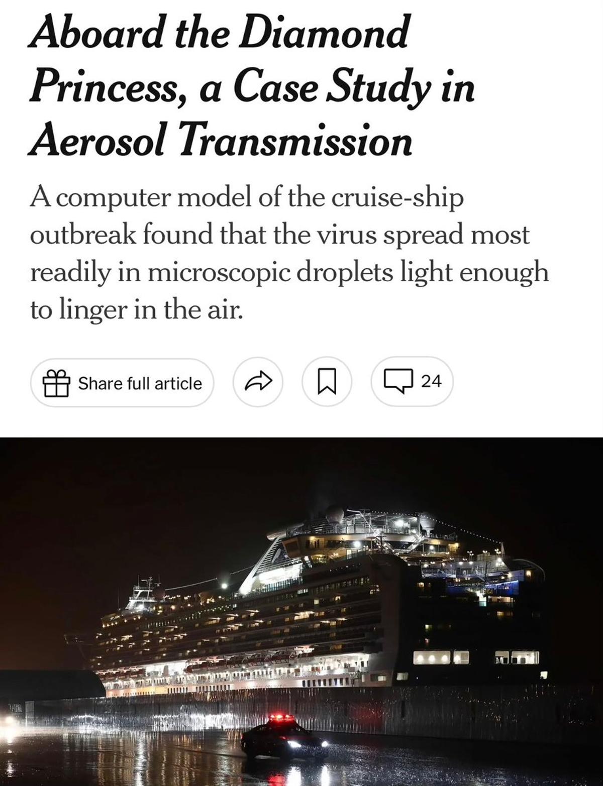 Airborne COVID Transmission Confirmed on Diamond Princess