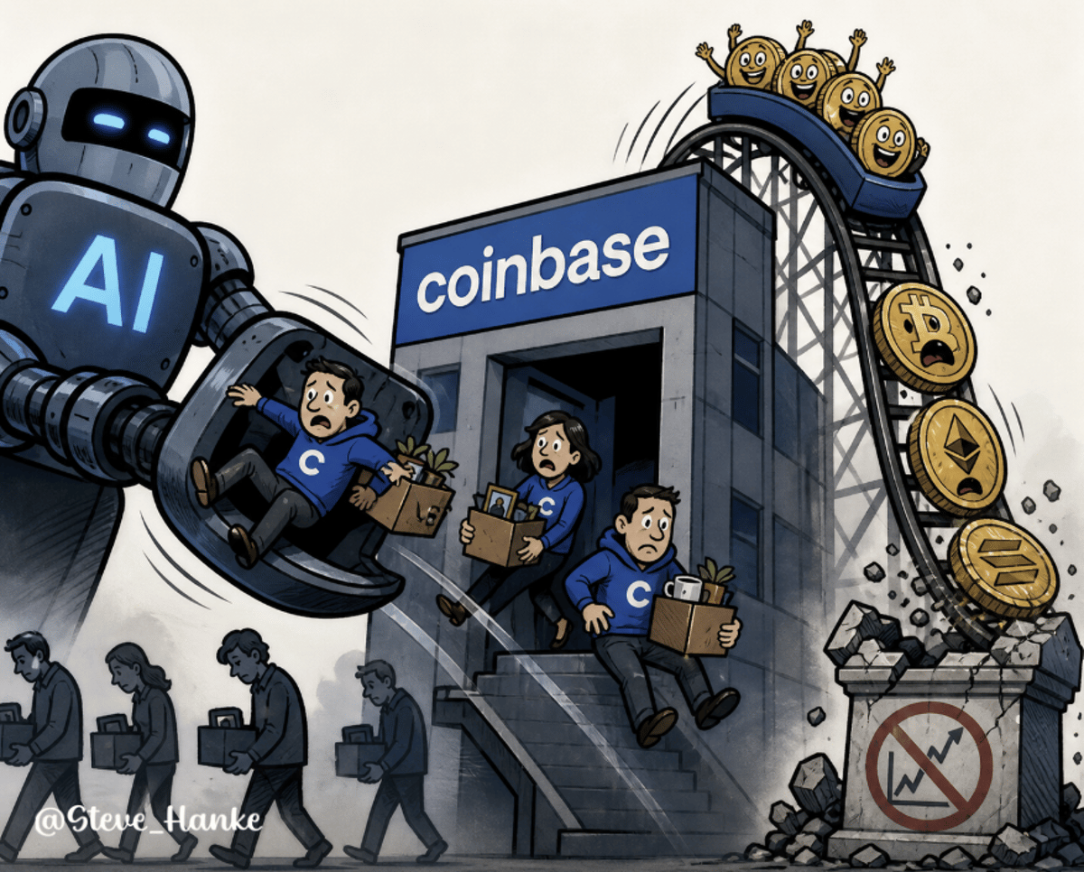 Coinbase Trims 14% Staff as AI, Crypto Slump Bites