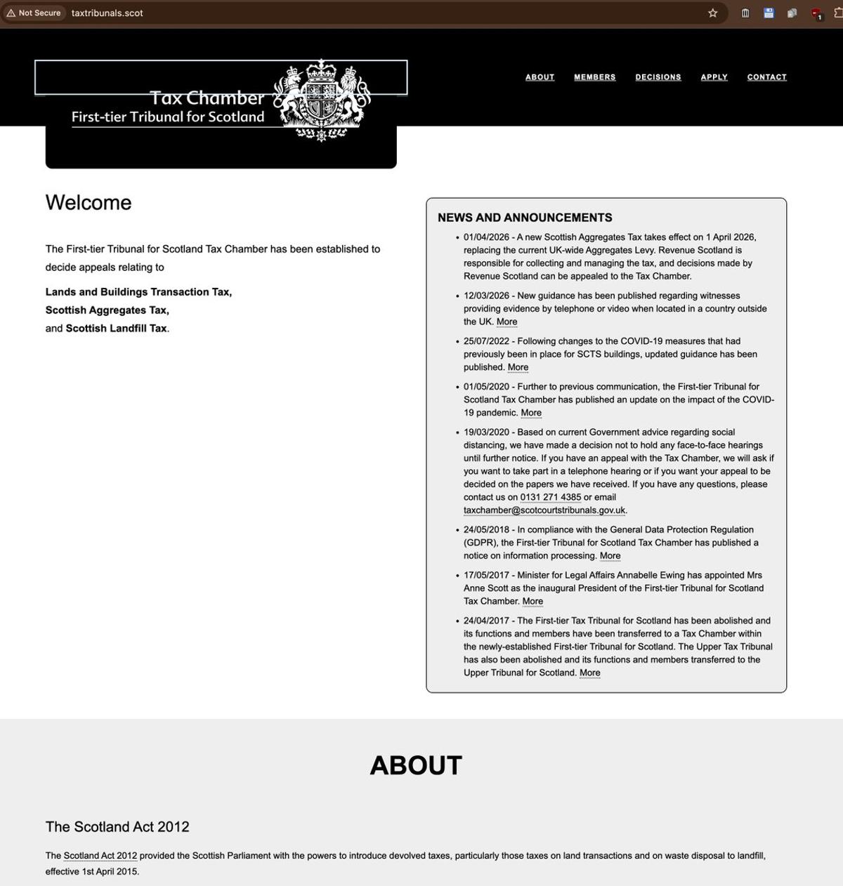 Tax Tribunal Scotland Site Lacks Security Certificate—Avoid It