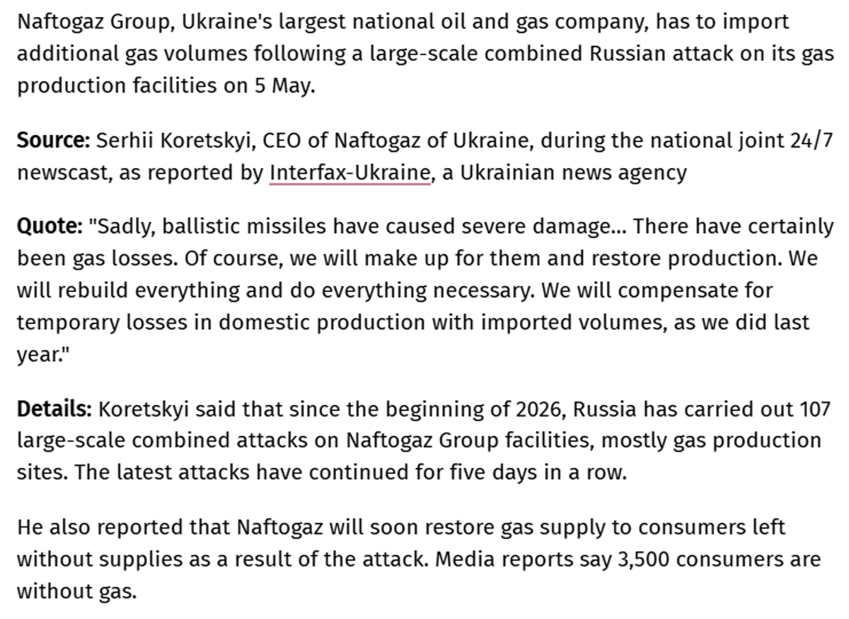 Naftogaz to Import More Gas After Massive Russian Attacks