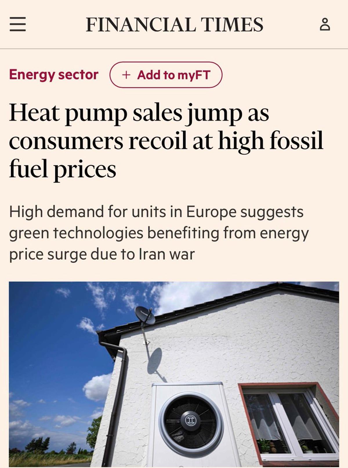 European Heat Pump Sales Surge Amid Rising Fossil Fuel Costs