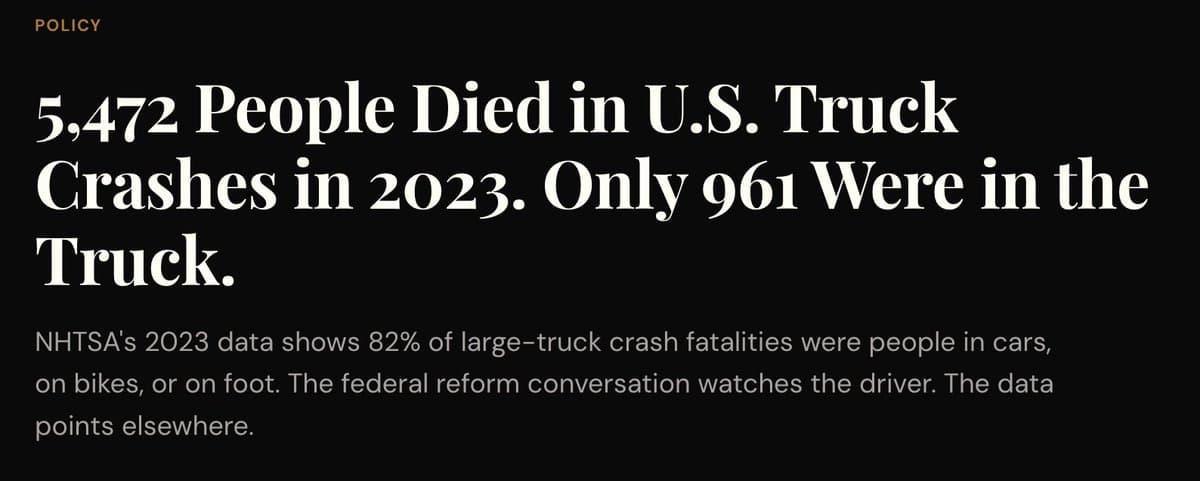 Most Truck Fatalities Involve People Outside the Cab