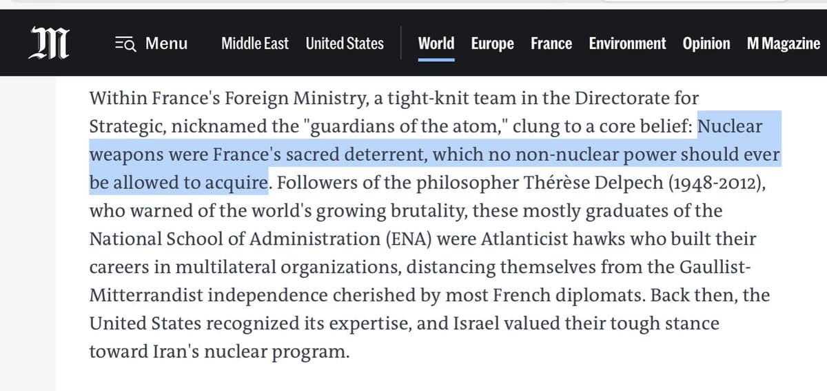 France Fuels Israel's Nukes, Preaches Non‑proliferation Hypocrisy