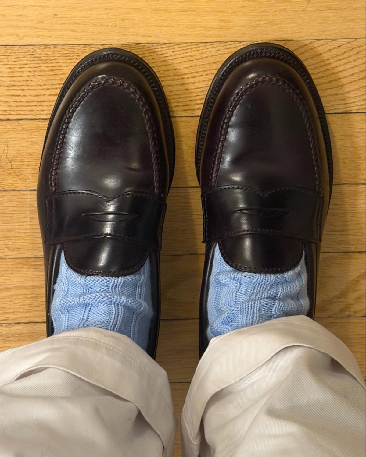 Baby Blue Socks Pair Perfectly with Shell Cordovan Shoes