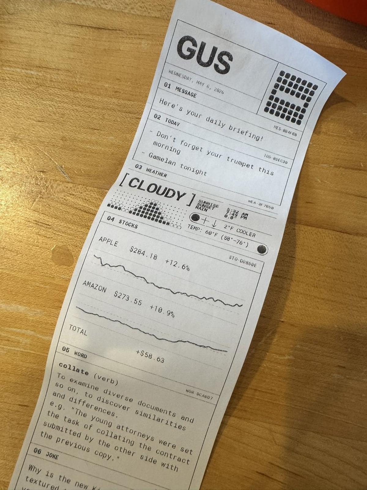 AI Powers Receipt Printer Daily Briefings for Kids