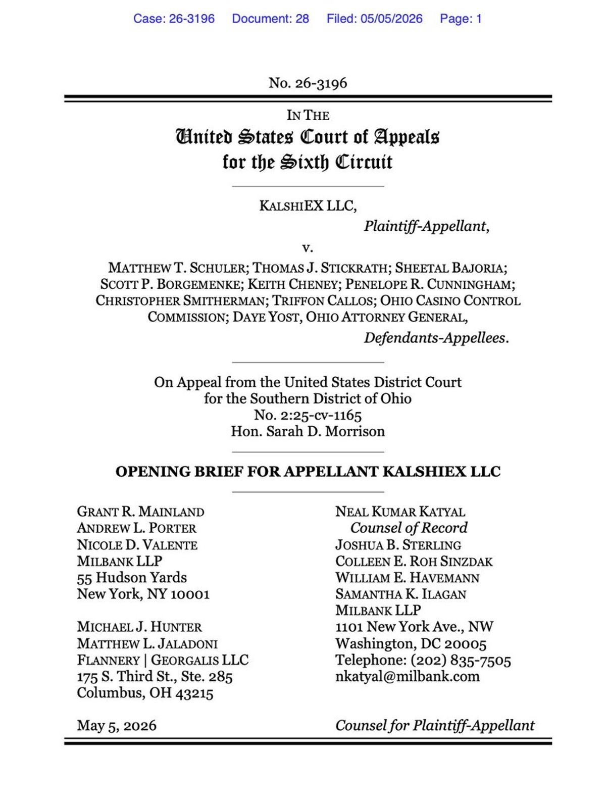 Kalshi Files Merits Brief in Ohio Injunction Appeal