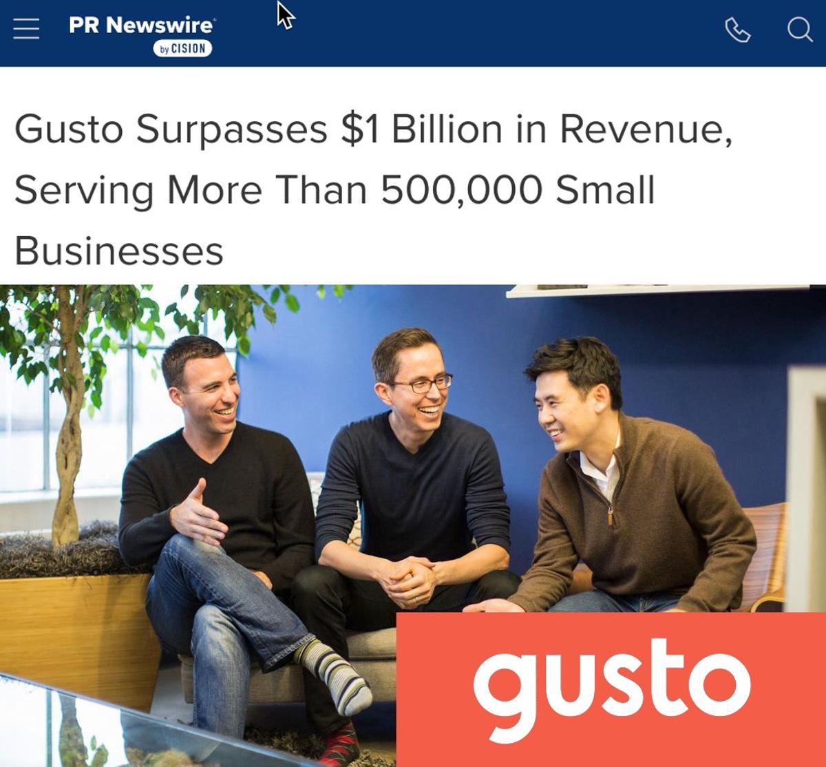 Gusto Hits $1B, Over Half ARR From Non‑Payroll Products