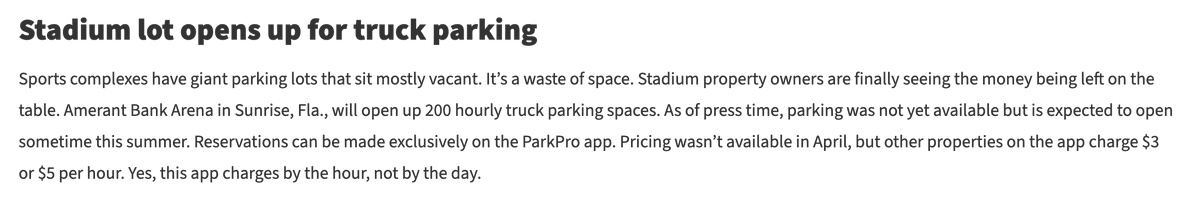 Stadiums Offer Hourly Truck Parking Through ParkPro