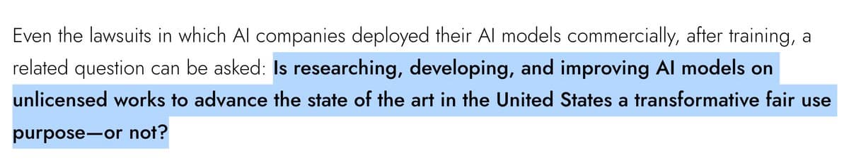 AI Model Training on Unlicensed Works: Fair Use?