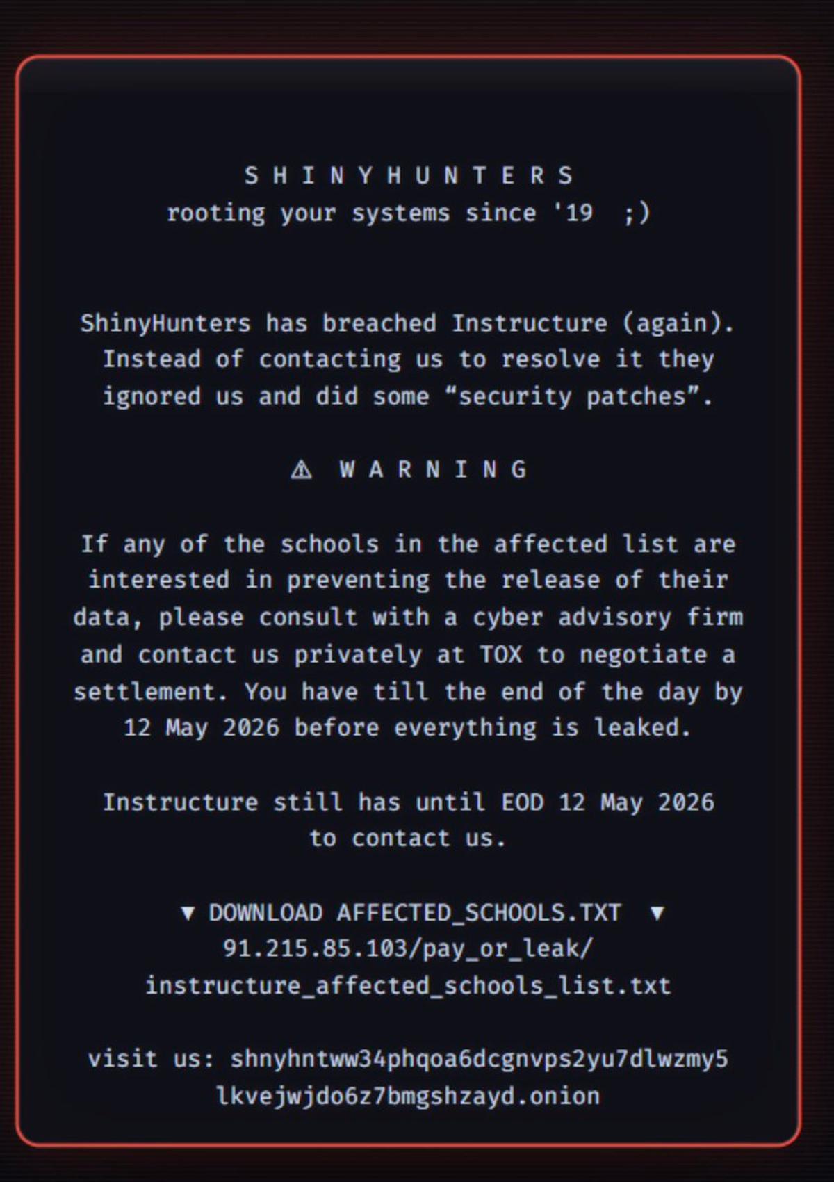 Canvas Ransomware Disrupts Finals, Threatens Student Data