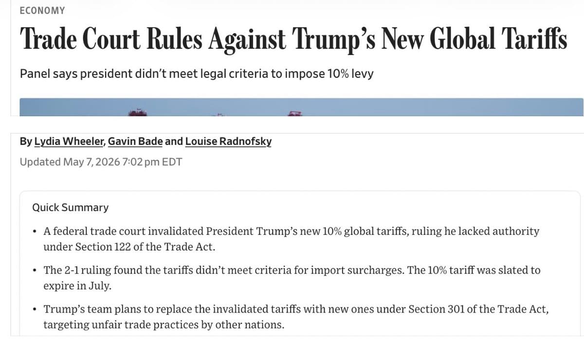 Court Rejects Tariff Claim, Trade Deficit Not Crisis