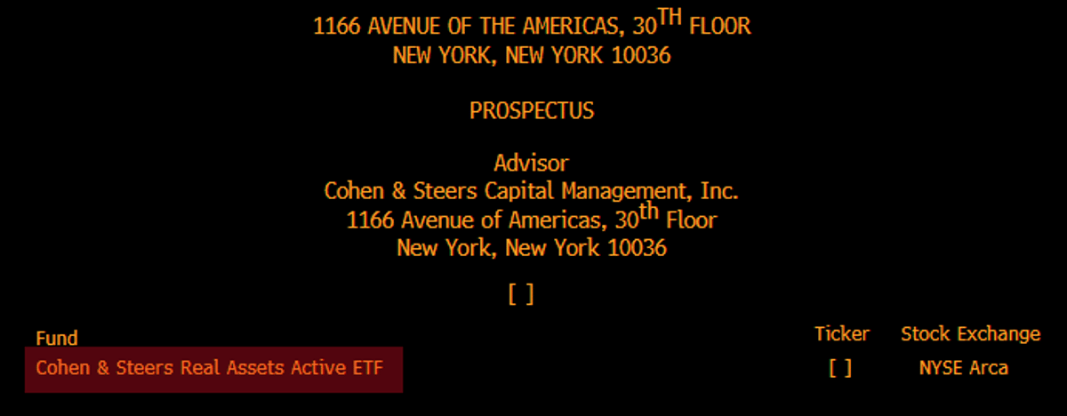 Cohen & Steers Files for Broad Real‑assets Active ETF