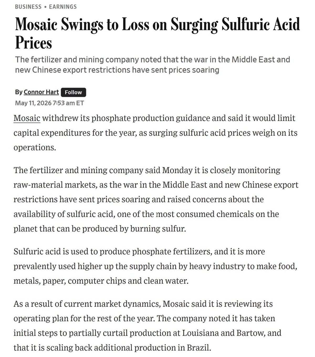 Fertilizer Giant Shows War‑Driven Price Surge Amid Supply Chain Chaos