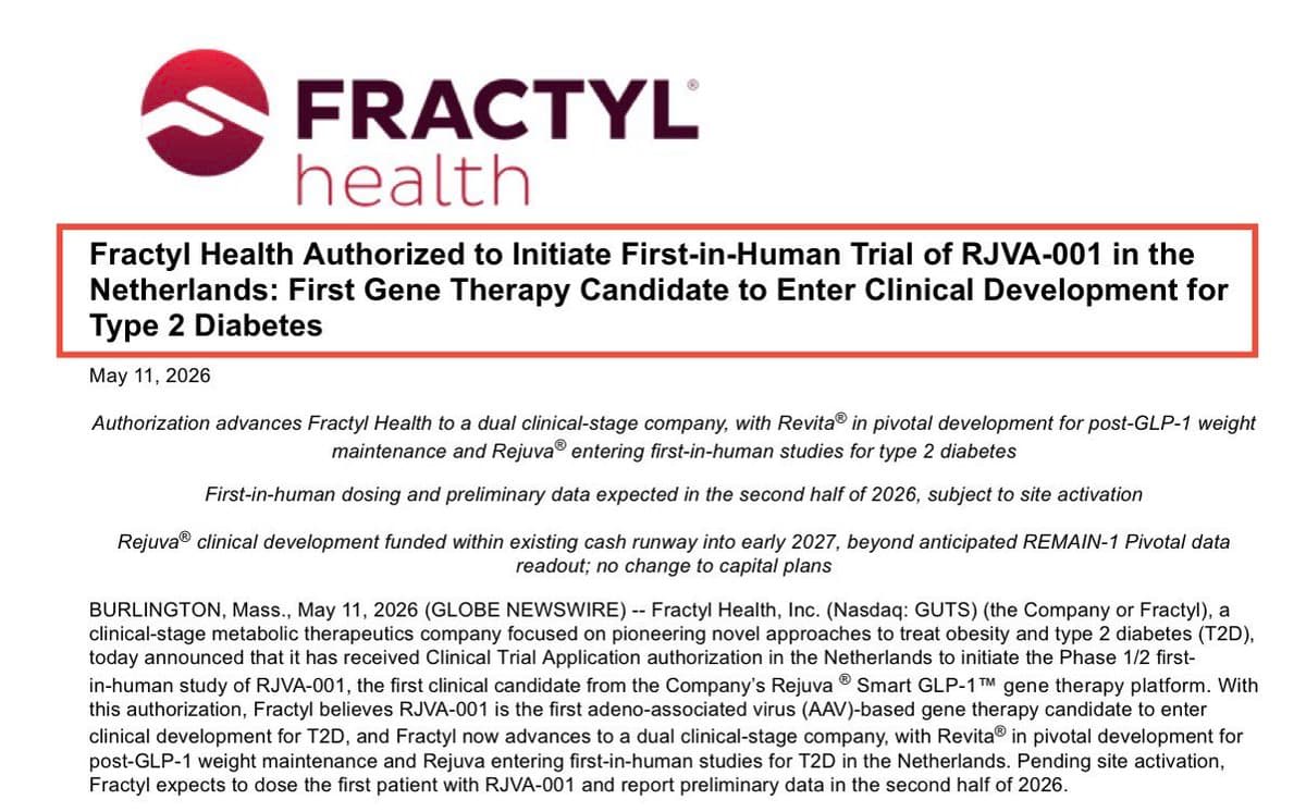 Fractyl Secures Dutch CTA for First GLP‑1 Gene Therapy Trial