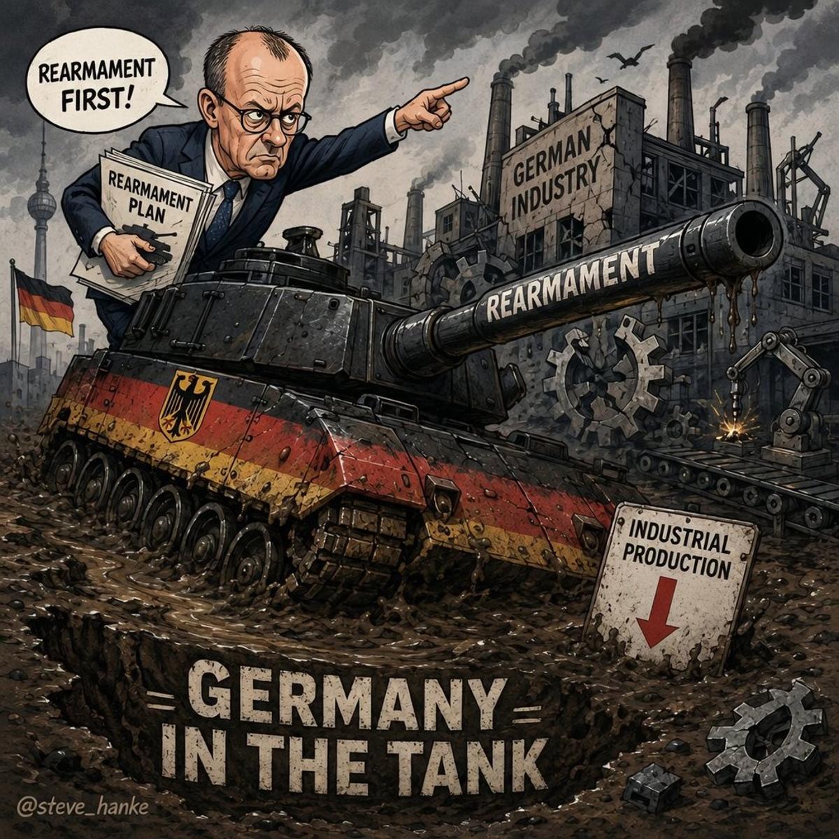 Germany's Industrial Output Contracts Again, Undermining Rearmament
