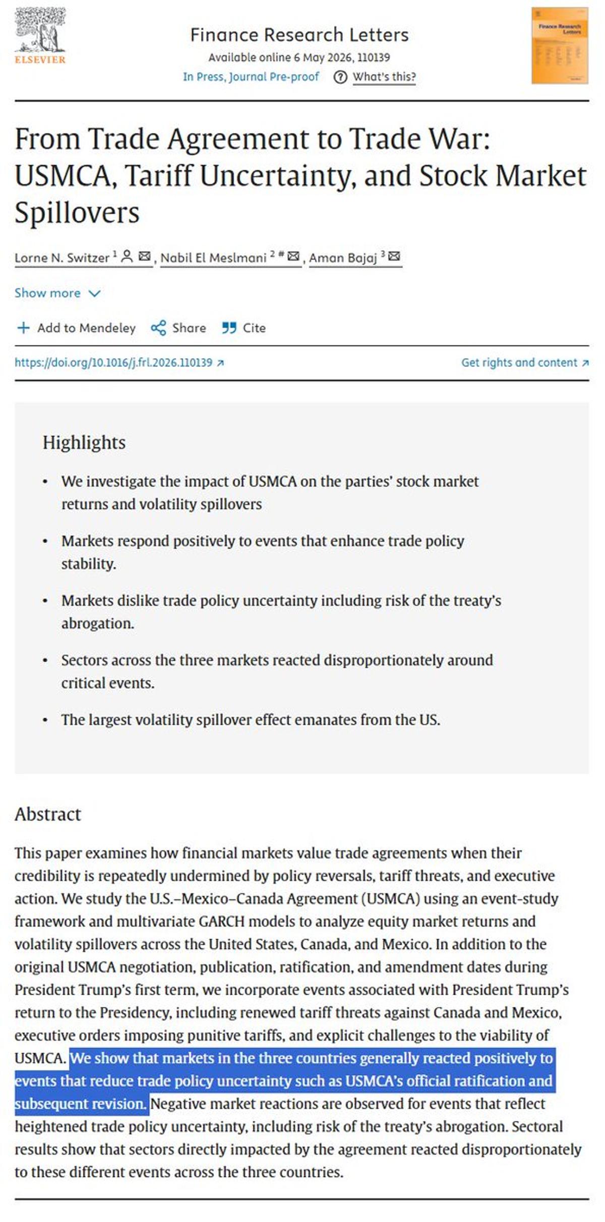 USMCA Uncertainty Triggers Stock Market Spillover Effects