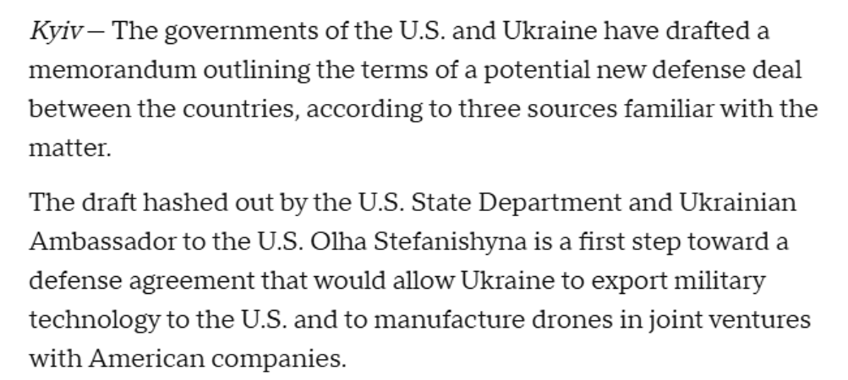 US‑Ukraine Draft Deal Enables Ukrainian Tech Exports, Joint Drone Production
