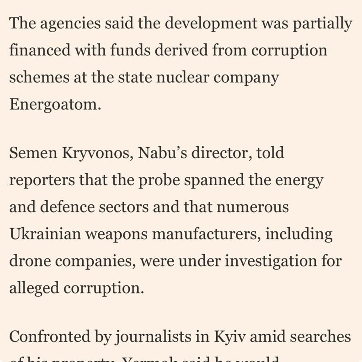 NABU Probes Corruption in Ukraine's Defence and Energy Firms