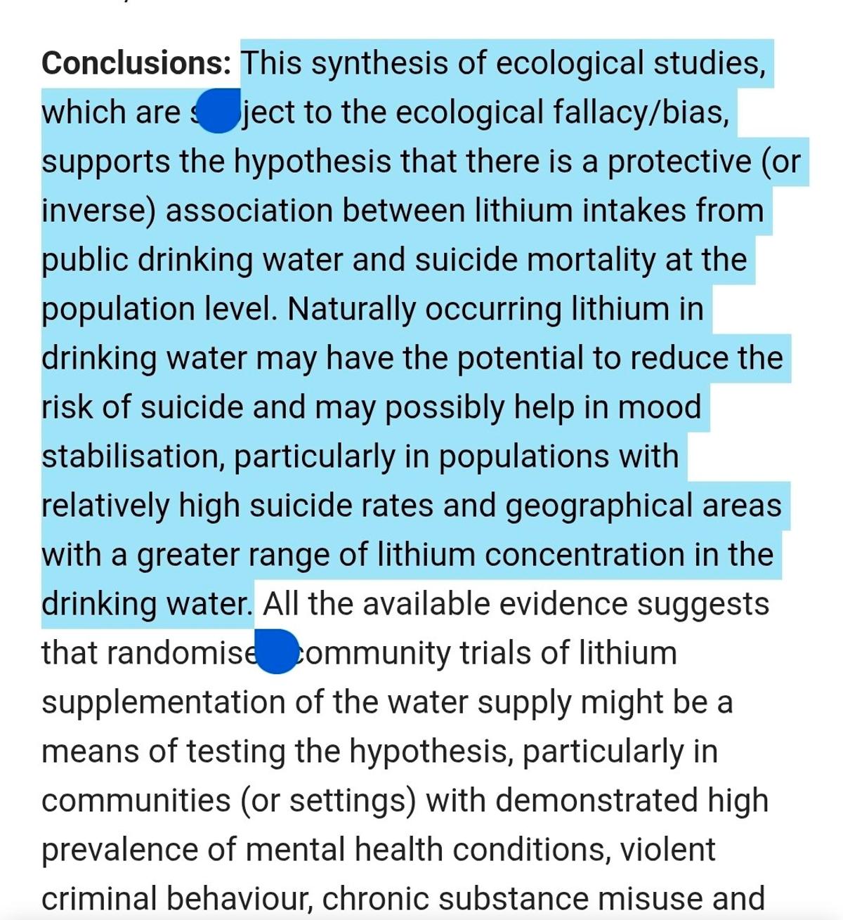 Lithium in Drinking Water Linked to Lower Suicide Rates