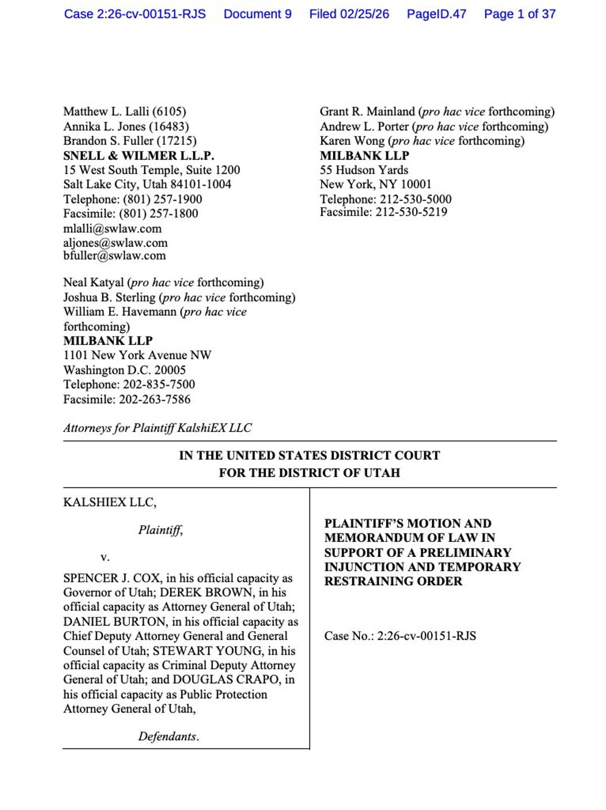 Utah Court Sets June 25 Hearing on Kalshi Injunction