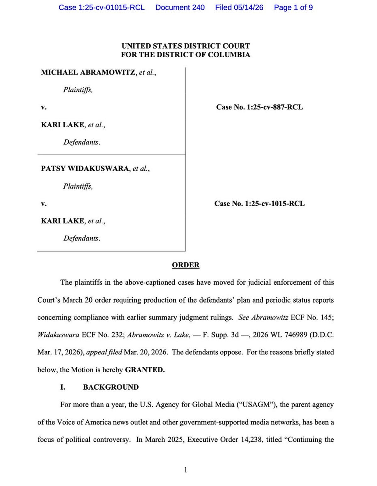 Judge Orders VOA to Deliver Reconstitution Plan Within Week