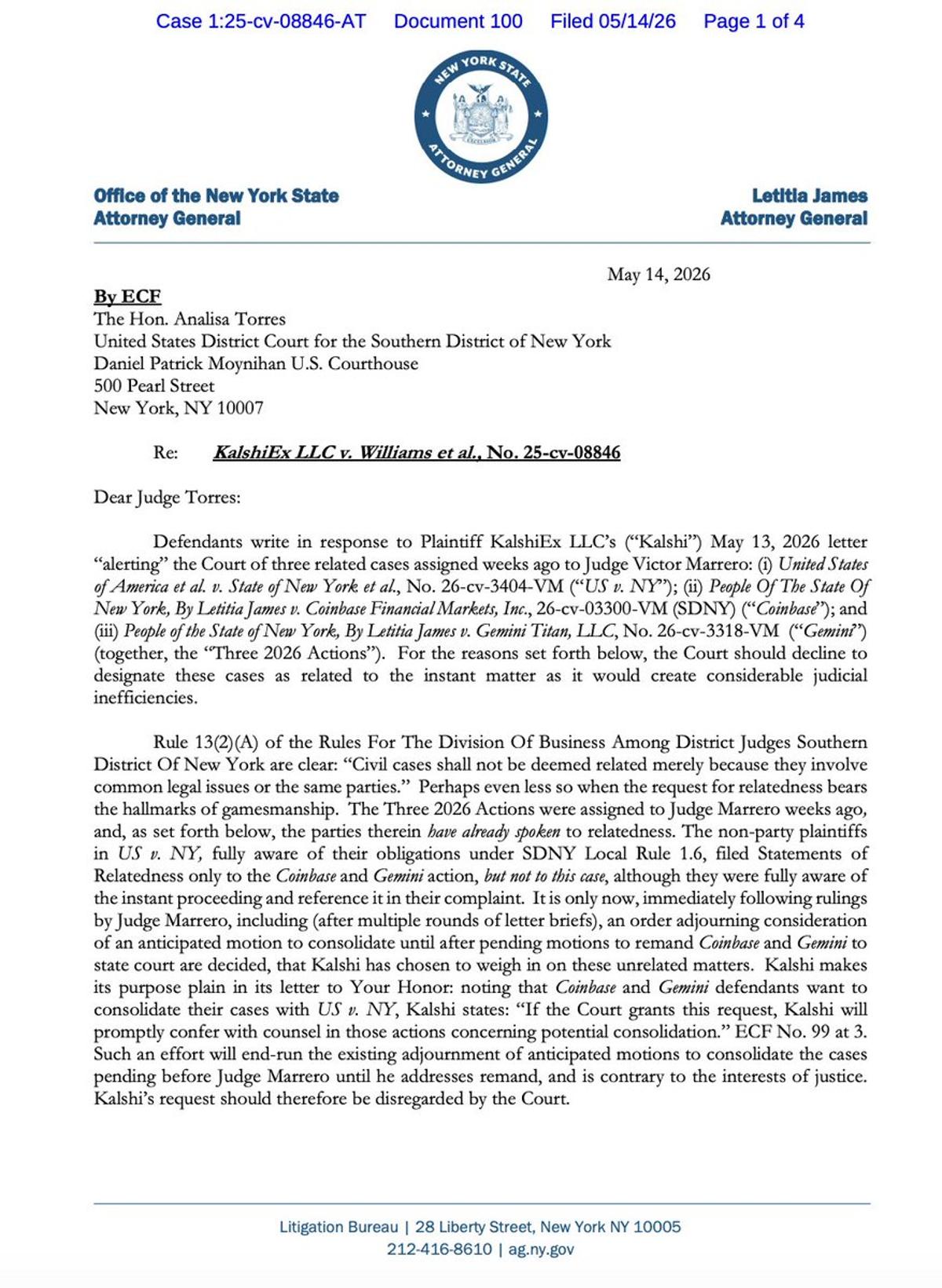 Judge Delays Consolidation as Exchanges Push Case Unification
