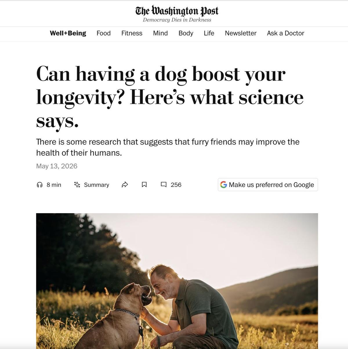 Dogs Extend Life Through Walks, Purpose, and Oxytocin