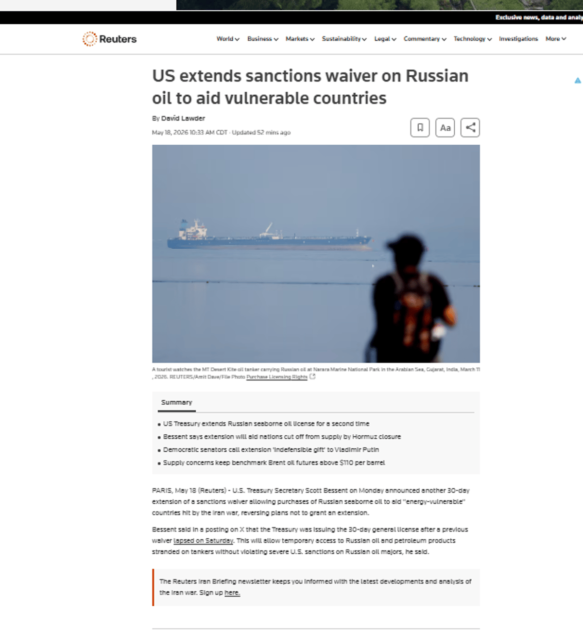 Extending Waiver Helps Putin, Costs India Billions
