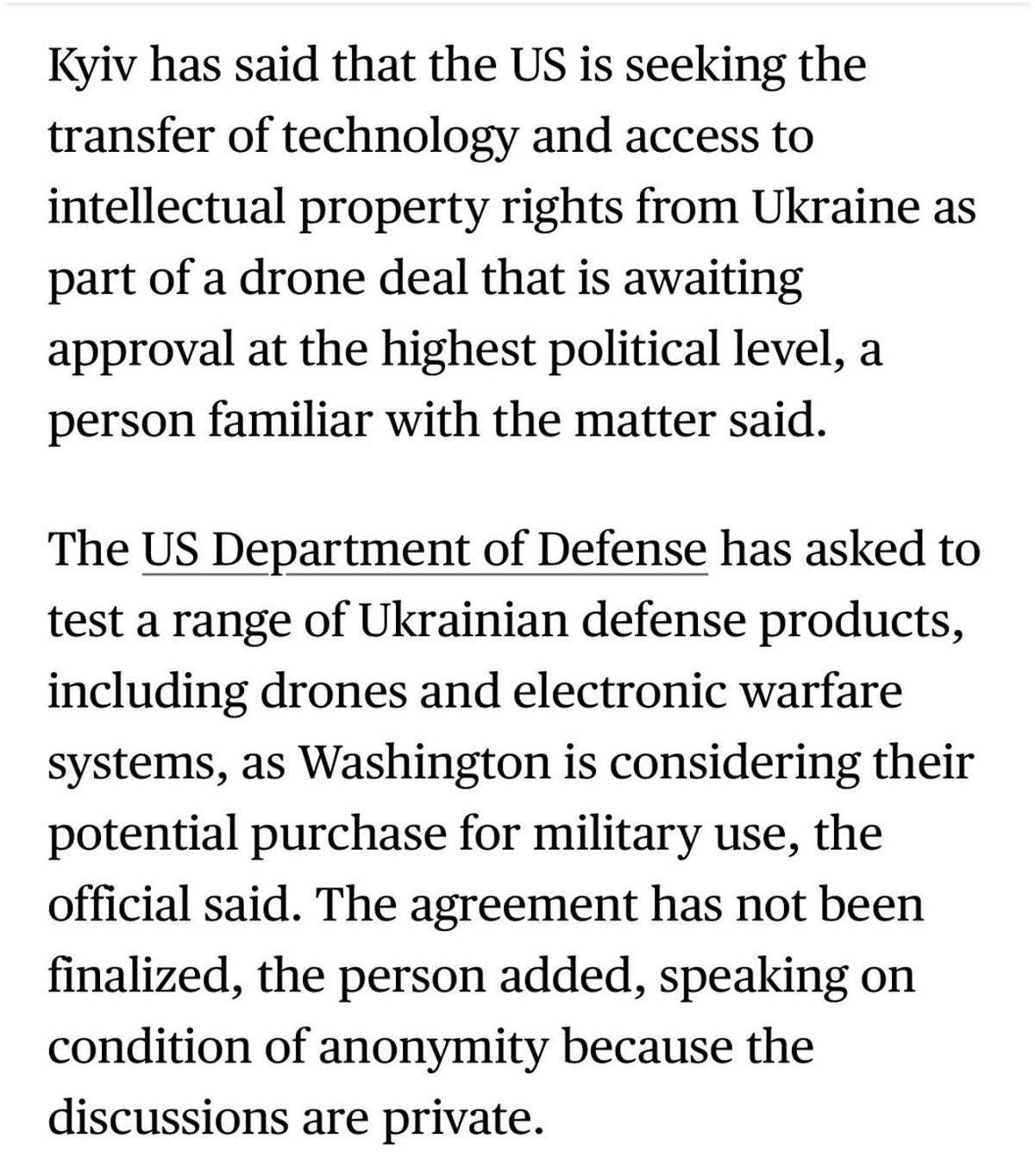 US Seeks Ukrainian Drone Tech and IP Rights