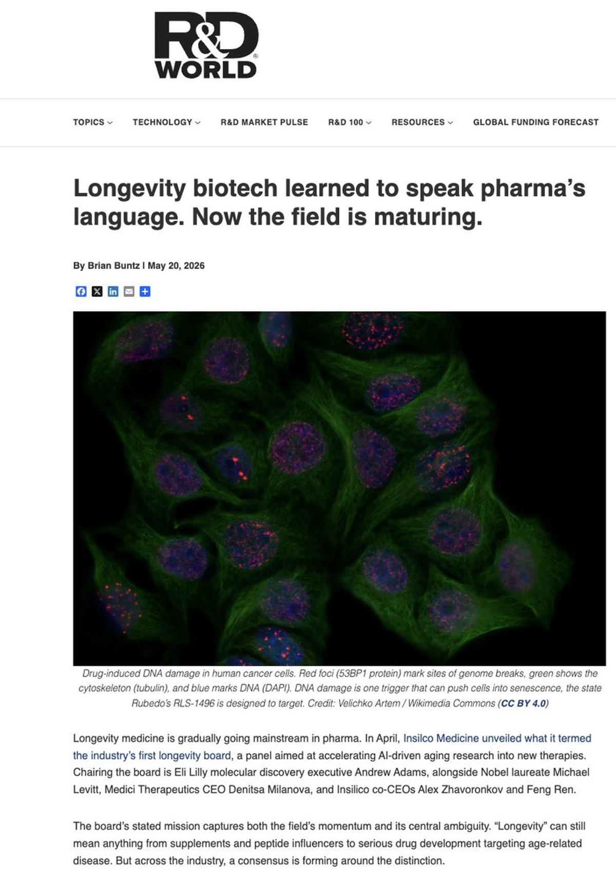 Longevity Biotech Matures: Precise Indication‑Focused Drug Development
